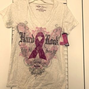 Hard Rock Cream & Pink Breast Cancer Awareness T